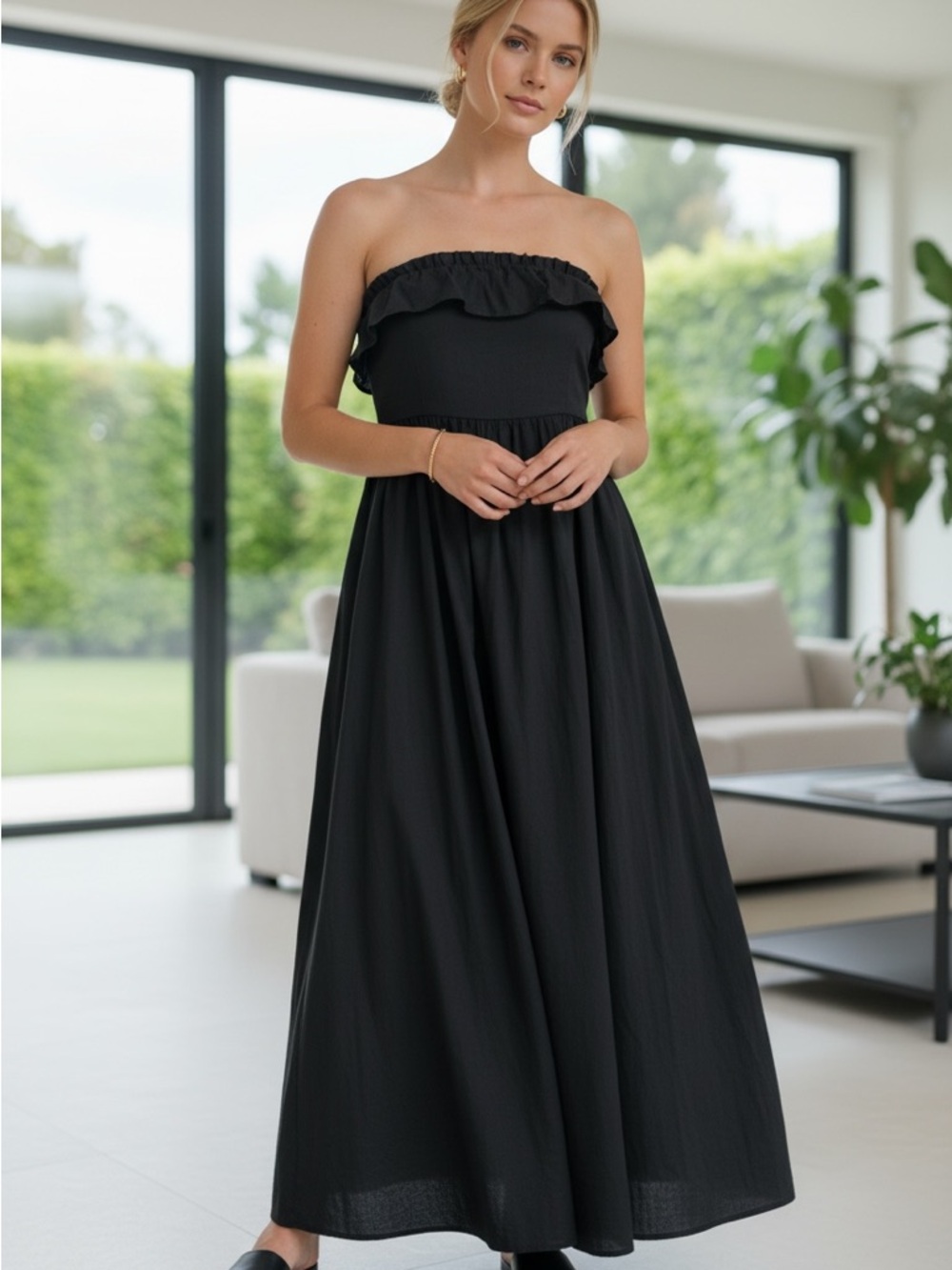 Forever 21 Black Strapless Maxi Dress